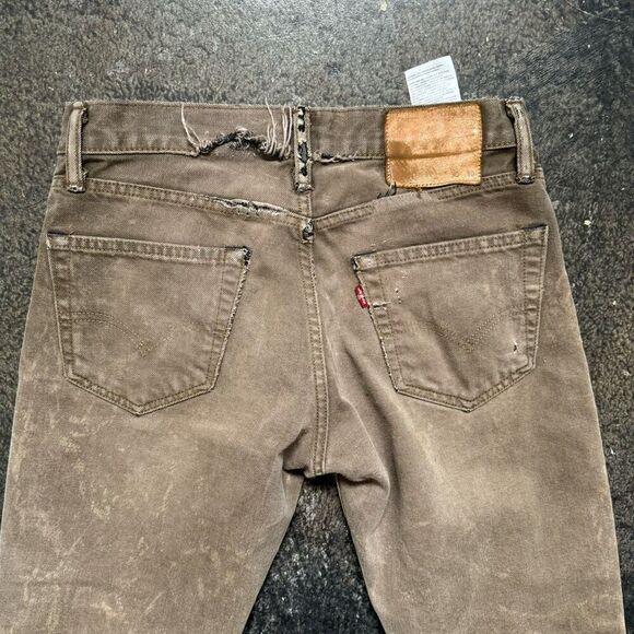 Levi’s Men’s Thrashed Jeans Brown/Gold Color Size 30x28.5 Grunge Style Ripped - Picture 11 of 16